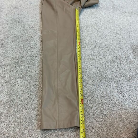 Zara Taupe brown vegan faux leather leggings zipper slit hem Sz L - Picture 12 of 15